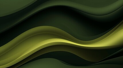 horizontal banner with waves. modern waves background illustration with dark green, olive drab and very dark green color, abstract green background, Generative AI