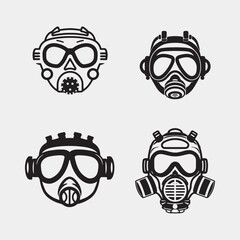 set of Protective toxic mask vector isolated on white background - obrazy, fototapety, plakaty