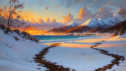 sunset in the mountains