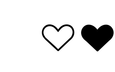 Set corazones lisos simétricos sin fondo negro - contorno y blanco