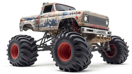 Obraz premium Monster truck on white background created with Generative AI technology.