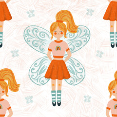 Modern Fairy girl and butterflies 