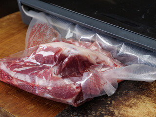 Vacuum sealing meat  with vacuum sealer
