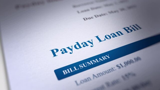 Animated Payday Loan Bill, Fictitious Data Created Exclusively for This Concept Footage
