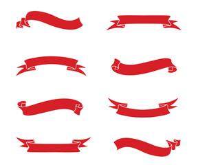Red Ribbon set vector eps 10 - obrazy, fototapety, plakaty