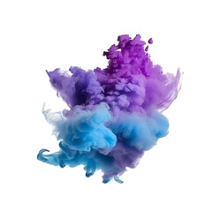 Blue and purple smoke bombs, colorful, isolated, created with Generative AI technology.