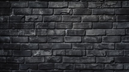 Texture of a black painted brick wall as a background or wallpaper - dark brick wall, Generative AI