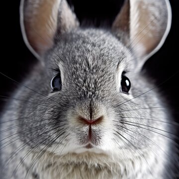 Adorable Chinchilla Bunny with Big Dark Eyes, A Bundle of Cuteness