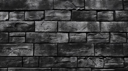 Texture of a black painted brick wall as a background or wallpaper - dark brick wall, Generative AI