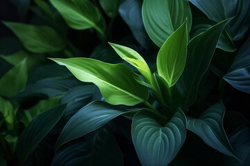 Fototapeta na wymiar Tropical leaves, abstract green leaves texture, nature background Generative AI