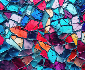 Broken colored glass into many pieces. Generative ai