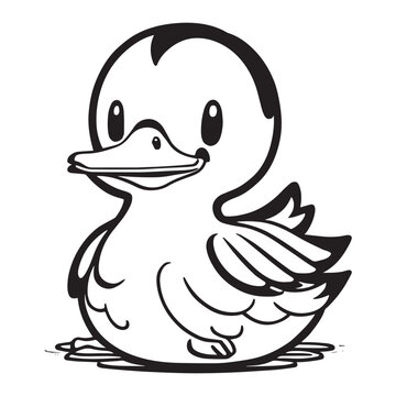 A cute Duck Vector Clipart, Duck Black and white vector art.