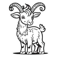This is a Goat Vector Clipart Illustration, line art illustration.