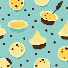 cute simple creme brulee pattern, cartoon, minimal, decorate blankets, carpets, for kids, theme print design
