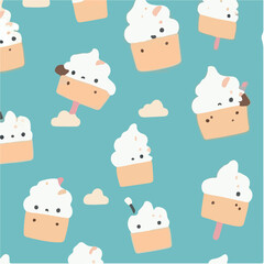 cute simple angel food cake pattern, cartoon, minimal, decorate blankets, carpets, for kids, theme print design
