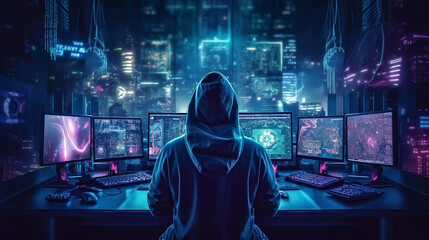 Dark Cyber Intrusion Hooded Hacker Breaches Government Servers, Unleashing Viral Chaos in Shadowy Hideout by ai