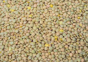 Image of lentils stocked in market for consumption.