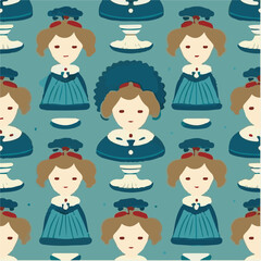 cute simple lady baltimore cake pattern, cartoon, minimal, decorate blankets, carpets, for kids, theme print design
