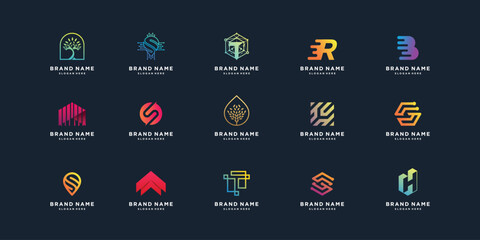 Set of business logo design collection with creative idea