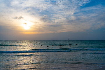 Obraz premium tranquil summer seascape nature at sunset. seascape nature at sunset sky.