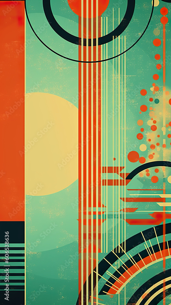 Aufkleber a colorful abstract painting with circles and lines. generative ai.