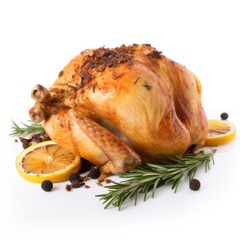 Whole chicken meat isolated on white background. Generative AI