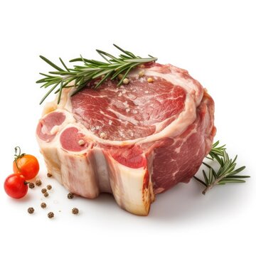 Veal shank osso buco meat isolated on white background. Generative AI