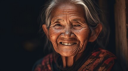 A beautiful older woman with a radiant smile and bright eyes, still embracing life and all its beauty. Generative AI
