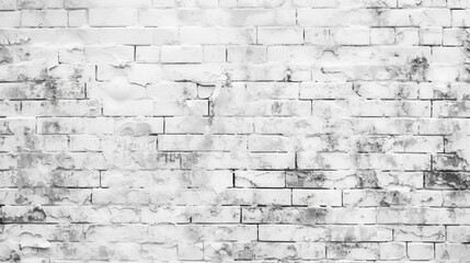 White painted old brick Wall panoramic background - white brick wall background, Generative AI
