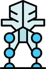 Artificial exoskeleton icon outline vector. Robot suit. Body tech color flat
