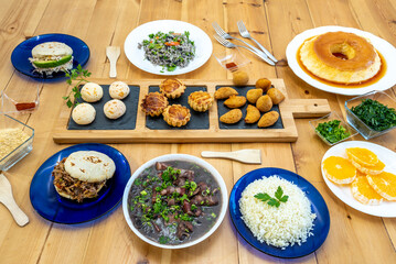 Set of delicious Brazilian food dishes