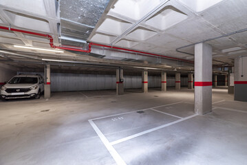 An underground garage of  an urban