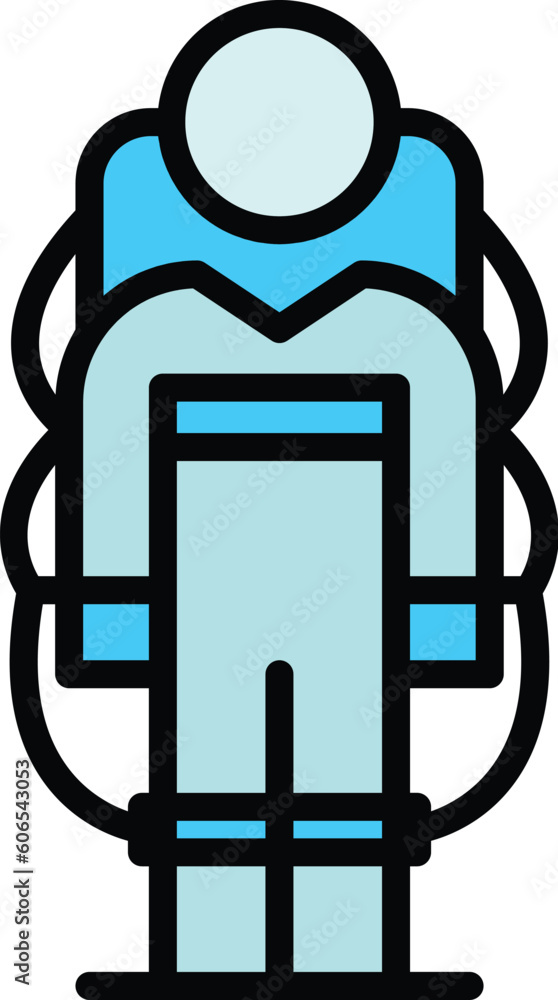 Poster army exosuit icon outline vector. robot suit. exoskeleton future color flat