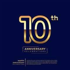 10 year anniversary logo design, anniversary celebration logo with double line concept, logo vector template illustration