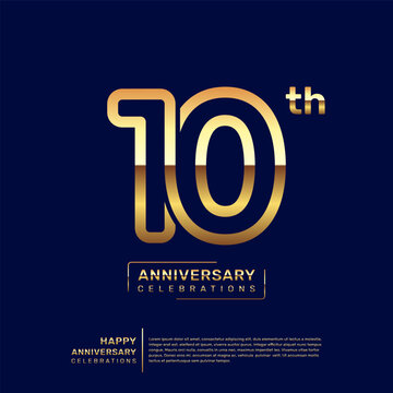 10 year anniversary logo design, anniversary celebration logo with double line concept, logo vector template illustration