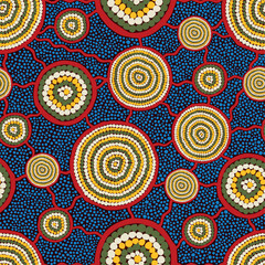 Fototapeta premium Beautiful Indigenous seamless pattern based in universe with galaxies form