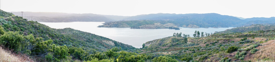panorama of the mountains and lake, landscape in castaic california