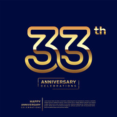 33 year anniversary logo design, anniversary celebration logo with double line concept, logo vector template illustration