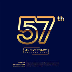 57 year anniversary logo design, anniversary celebration logo with double line concept, logo vector template illustration