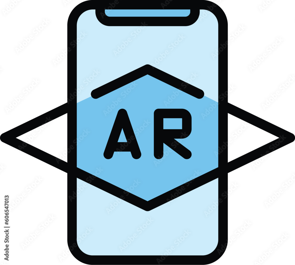 Poster smartphone ar icon. outline smartphone ar vector icon for web design isolated on white background co