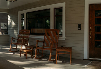 Front Porch with Wooden Furniture