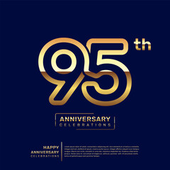 95 year anniversary logo design, anniversary celebration logo with double line concept, logo vector template illustration