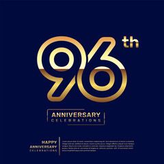 96 year anniversary logo design, anniversary celebration logo with double line concept, logo vector template illustration