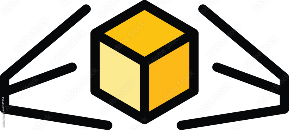 Aufkleber box vr icon. outline box vr vector icon for web design isolated on white background color flat