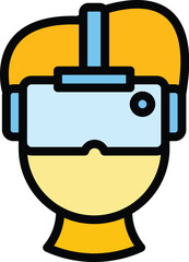 Trendy virtual reality icon. Outline Trendy virtual reality vector icon for web design isolated on white background color flat