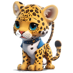 4k 3D cute little leopard cartoon. generative AI.