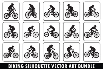 Biking silhouette vector, Cycling illustration, Bike rider graphic, Outdoor sports vector, Active lifestyle design, Bicycle silhouette art, Mountain biking graphic, Cycling adventure vector, Fitness