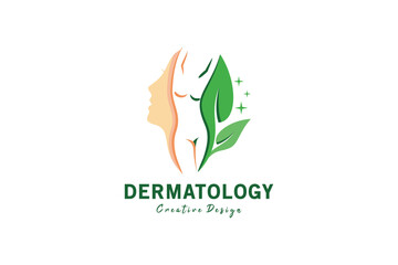 Dermatology logo design, vector symbol for natural beauty body and face care