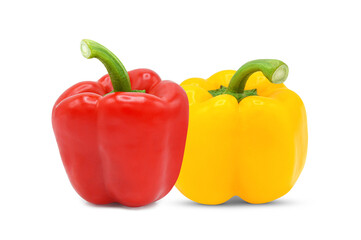 Red and yellow bell pepper isolated on transparent background. PNG