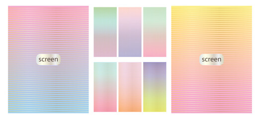 Mobile screen gradient. Ipad screen gradient. Golden striped lines on pastel background. blue green pink yellow smooth vector